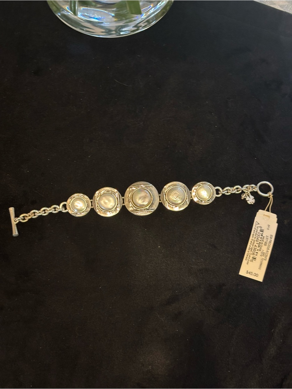 Lucky Brand Silver-Tone Button Disc Toggle Bracelet